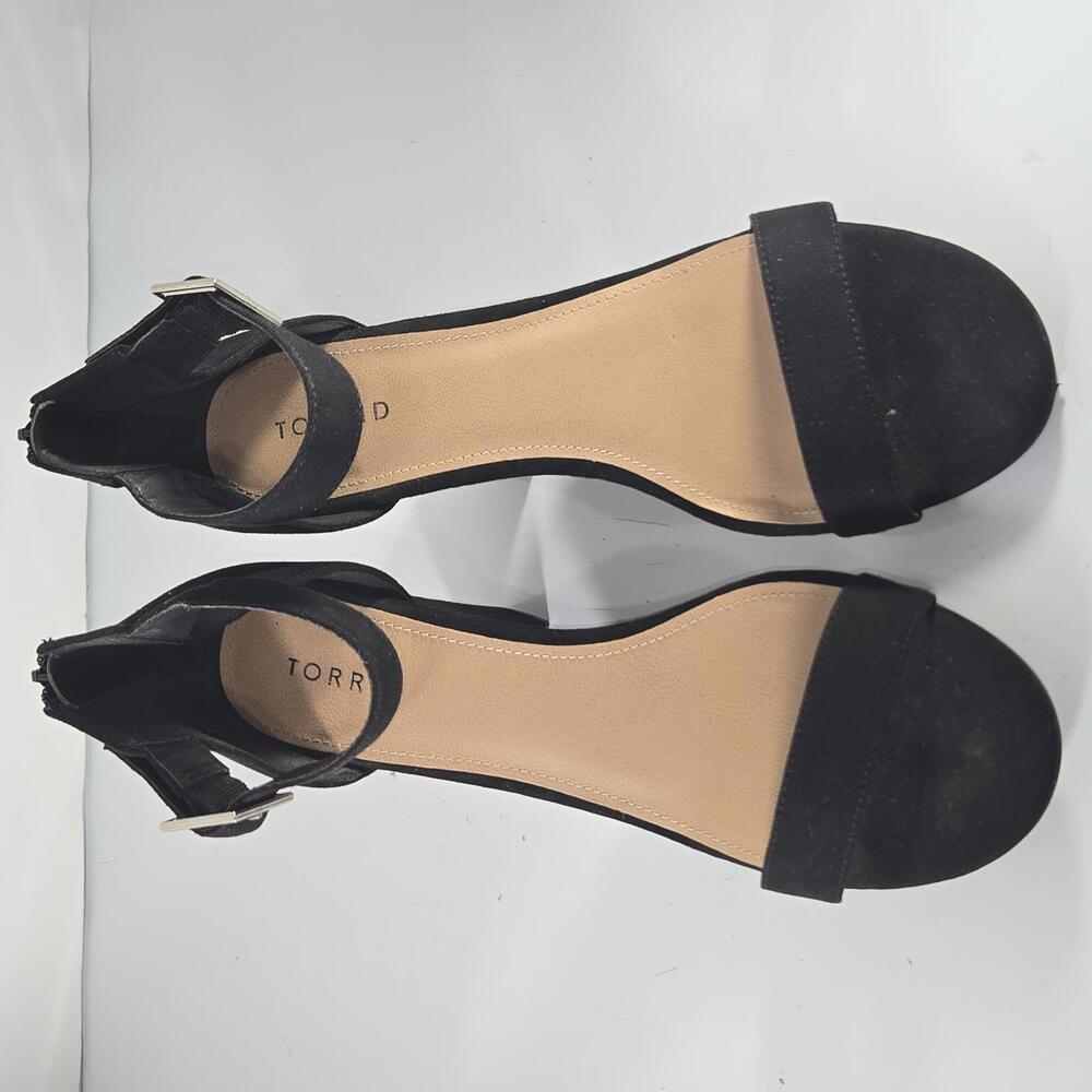 Torrid Women's Suede Strappy Block Heel Black Plus Size 11W - Picture 2 of 9